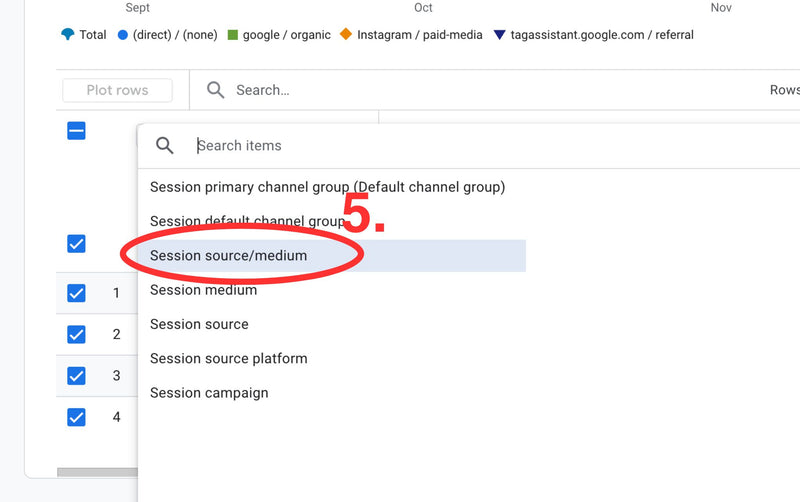 Switch the dimension to Session source/medium